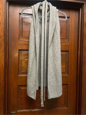 Eileen Fisher Heather Gray Knit Hooded Vest